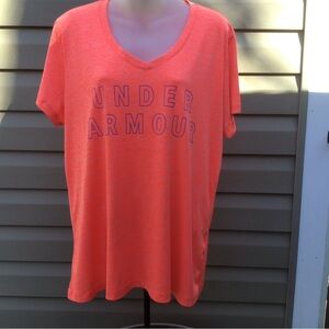 Under Armour Orange Heatgear V Neck Top, XL, Two Marks